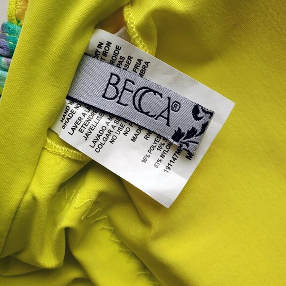 Becca Rebecca Virtue Costa Bella Yellow Tropical Print Plunge One Piece Swimsuit - Picture 14 of 16